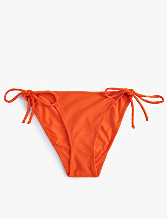 Bikini Altı Yanları Bağlamalı Dokulu Normal Bel