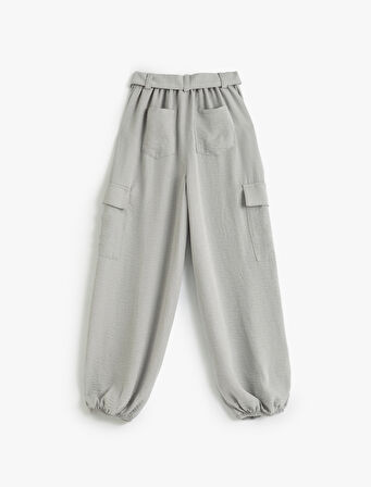 Jogger Pantolon Kargo Cepli Beli Bağlamalı Kemer Detaylı