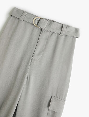 Jogger Pantolon Kargo Cepli Beli Bağlamalı Kemer Detaylı