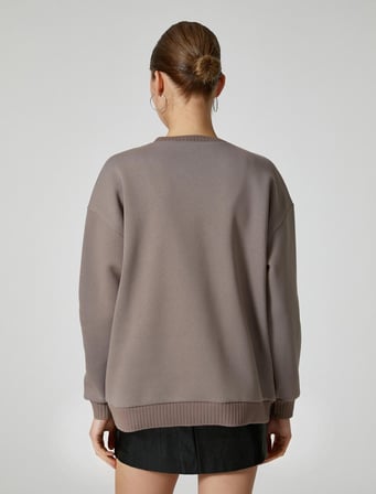 Basic Sweatshirt Bisiklet Yaka Uzun Kollu