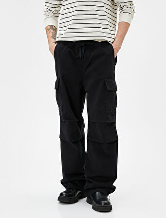 Paraşüt Pantolon Kargo Cepli Beli Bağcıklı Stoperli