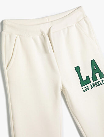 Jogger Eşofman Altı Şehir Baskılı Beli Bağlamalı Şardonlu