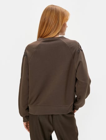 Şahika Ercümen X Koton - Bisiklet Yaka Nakışlı Sweatshirt