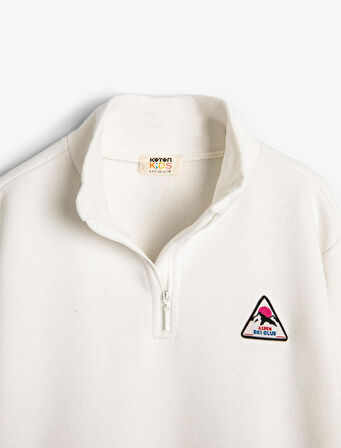 Sweatshirt Kayak Temalı Dik Yaka Uzun Kollu 