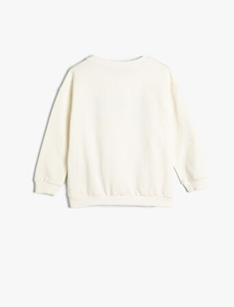 Sweatshirt Uzun Kollu Bisiklet Yaka Şehir Temalı Şardonlu Pamuklu