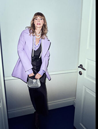 Tuba Ünsal X Koton - Kruvaze Düğmeli Kaşe Kaban