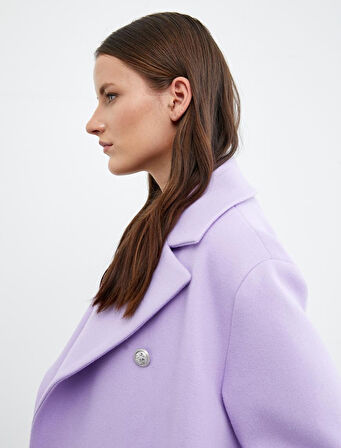 Tuba Ünsal X Koton - Kruvaze Düğmeli Kaşe Kaban