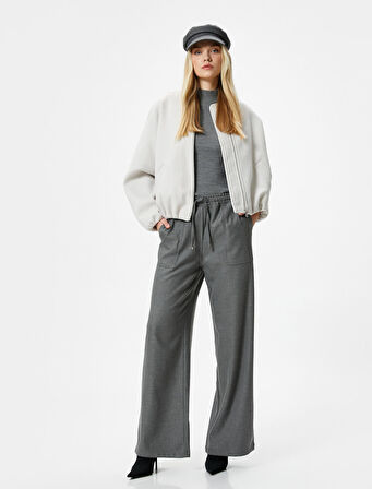 Şahika Ercümen X Koton - Beli Bağcıklı Bol Paça Pantolon