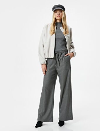 Şahika Ercümen X Koton - Beli Bağcıklı Bol Paça Pantolon