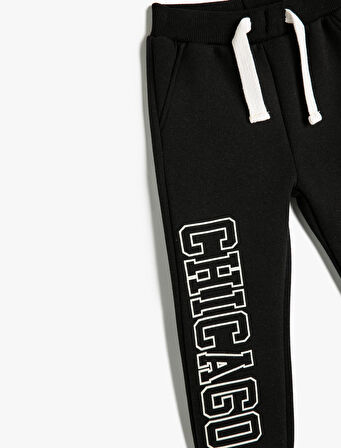 Jogger Eşofman Altı Şehir Baskılı Cepli Beli Bağlamalı