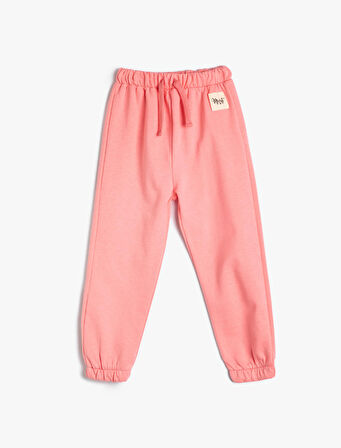 Basic Jogger Eşofman Altı Aplike Detaylı Beli Bağlamalı Pamuklu