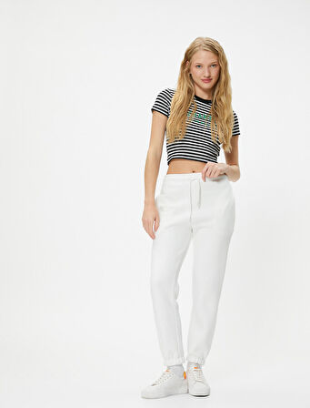 Jogger Eşofman Altı Beli Bağlamalı Rahat Kalıp Cepli Pamuklu