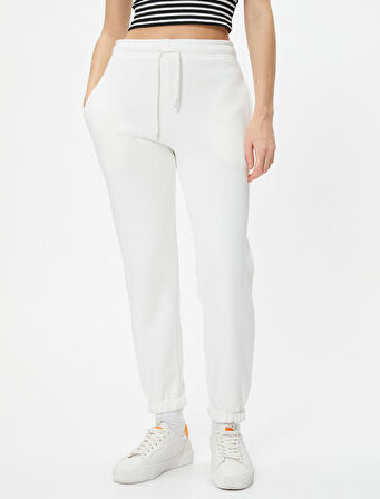 Jogger Eşofman Altı Beli Bağlamalı Rahat Kalıp Cepli Pamuklu