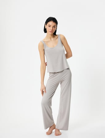 Pijama Üstü Modal U Yaka Askılı
