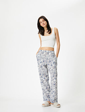 Çiçekli Pijama Altı Beli Lastikli
