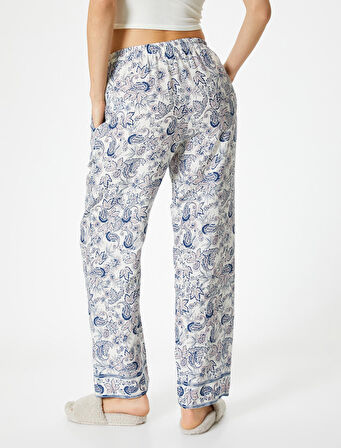 Çiçekli Pijama Altı Beli Lastikli