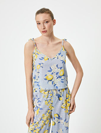 İnce Askılı Çiçekli Dantel Detaylı Atlet