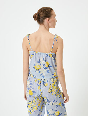 İnce Askılı Çiçekli Dantel Detaylı Atlet