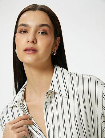 4SAK60195PW Koton Kadın Gömlek SİYAH DESENLİ