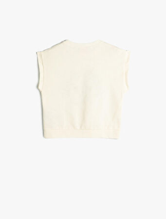 Sweatshirt Kolsuz Bisiklet Yaka Slogan Baskılı Pamuklu