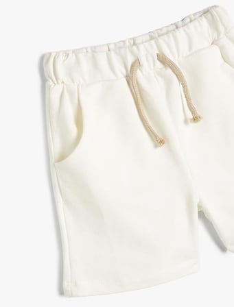 Basic Şort Beli Bağlamalı Cepli Pamuklu