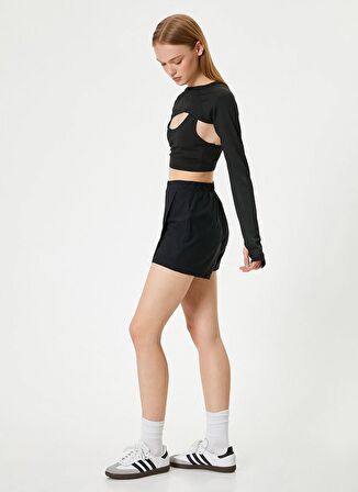 Koton Normal Bel Relaxed Siyah Kadın Şort 4SAK40030NW
