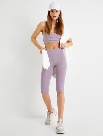 Bisikletçi Taytı Diz Altı Yüksek Bel Slim Fit