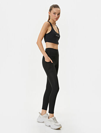 Cepli Spor Tayt Yüksek Bel Slim Fit