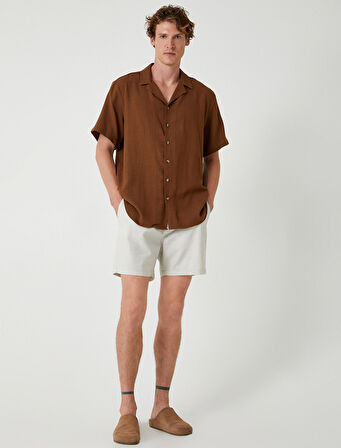 Bermuda Şort Beli Bağcıklı Cep Detaylı