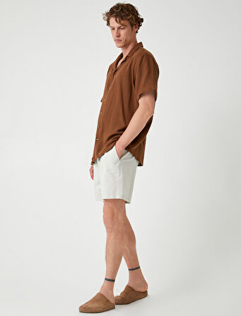 Bermuda Şort Beli Bağcıklı Cep Detaylı