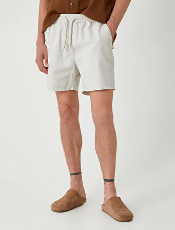 Bermuda Şort Beli Bağcıklı Cep Detaylı