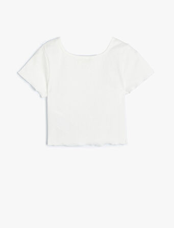 Crop Tişört Kısa Kollu Ribanalı Pamuklu 