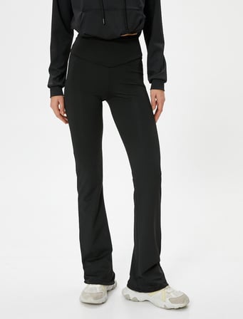 İspanyol Paça Spor Eşofman Altı Yüksek Bel Slim Fit