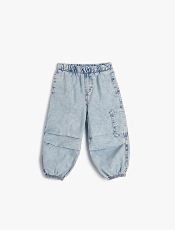 Paraşüt Kot Pantolon Pamuklu Beli Lastikli Cepli - Parachute Jean