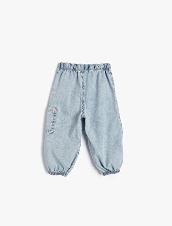 Paraşüt Kot Pantolon Pamuklu Beli Lastikli Cepli - Parachute Jean