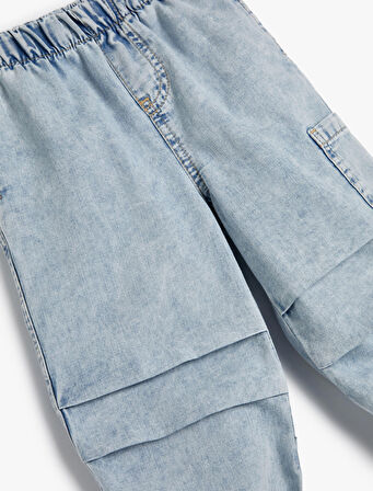 Paraşüt Kot Pantolon Pamuklu Beli Lastikli Cepli - Parachute Jean