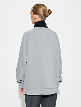 Bisiklet Yaka Sweatshirt Baskılı Ribanalı