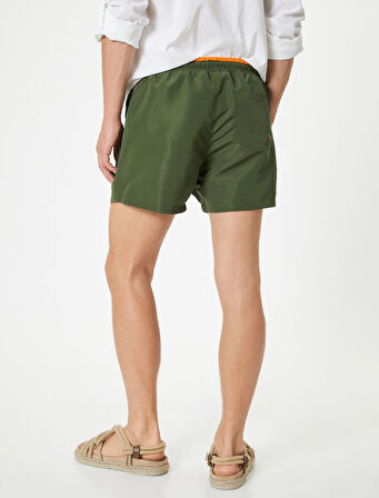 Kısa Deniz Şortu File Astarlı Beli Bağlamalı Cepli Rahat Kalıp