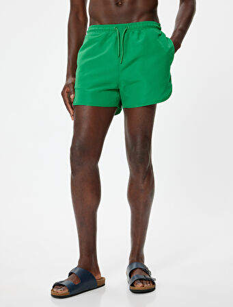 Deniz Şortu Kısa Oversize Beli Bağcıklı Cep Detaylı