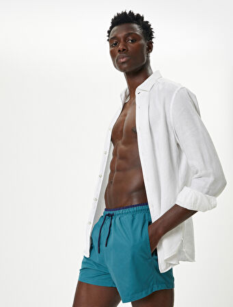 Deniz Şortu Mini Oversize Beli Bağcıklı