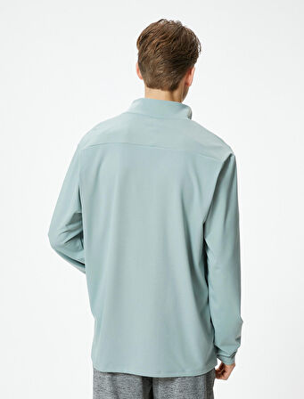 Spor Sweatshirt Yarım Fermuarlı Dik Yaka Uzun Kollu