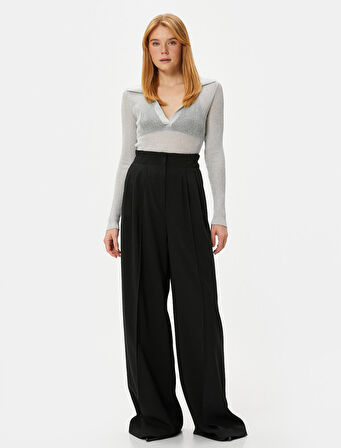 Polo Yaka Kazak Ajurlu Simli Uzun Kollu