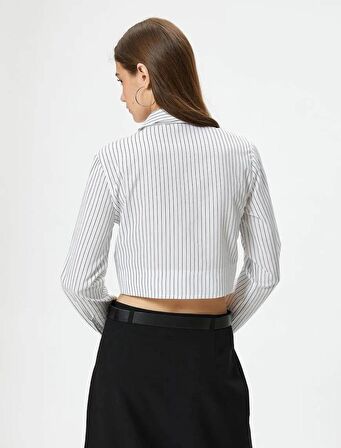 4SAL60059IW Koton Kadın T-shirt Siyah Çizgili