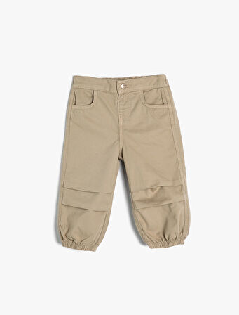 Paraşüt Pantolon Pamuklu Rahat Kalıp Standart Bel Lastikli Paça Cepli