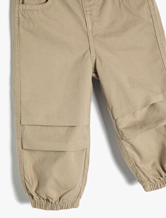 Paraşüt Pantolon Pamuklu Rahat Kalıp Standart Bel Lastikli Paça Cepli