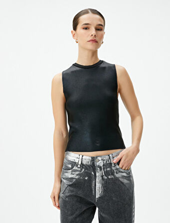 Halter Yaka Atlet Metalik Slim Fit 