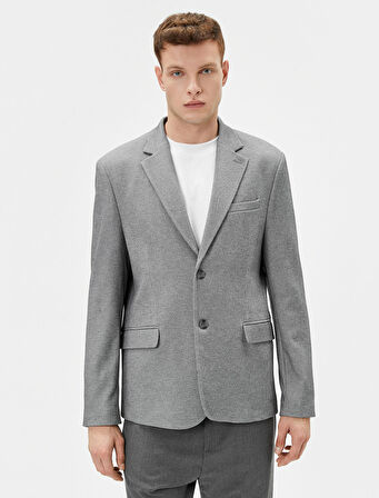 Blazer Ceket Slim Fit Düğmeli Cep Detaylı