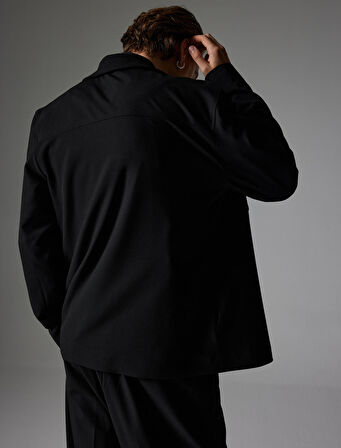 Polo Yaka Ceket Fermuarlı Cep Detaylı Slim Fit