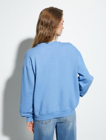 Bisiklet Yaka Sweatshirt Metal Aksesuarlı Regular Fit