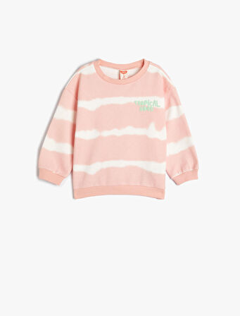 Batik Sweatshirt Baskı Detaylı Bisiklet Yaka Pamuklu 